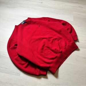 Vintage Polo Ralph Lauren Red Crewneck Sweatshirt Pullover Blue Pony